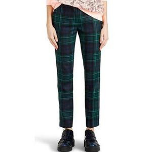 NWT Auth Burberry rtl $1350 Hanover green blue plaid wool ankle pants US 4 UK 6